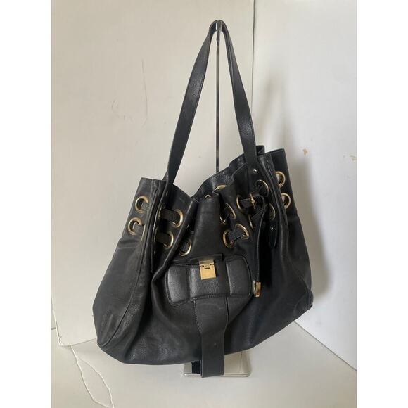 Jimmy Choo Y2K Ramona Black Satchel Shoulder Bag with Gold Hardware - Picture 3 of 7